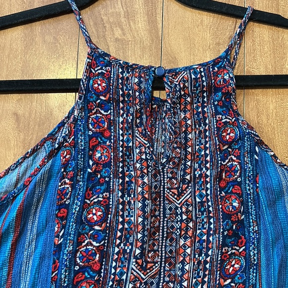 ❤️🔥5/20$ MONTEAU💫 Women’s Blue/Red Printed Bohemian Halter Tank Top Blouse - Picture 8 of 10